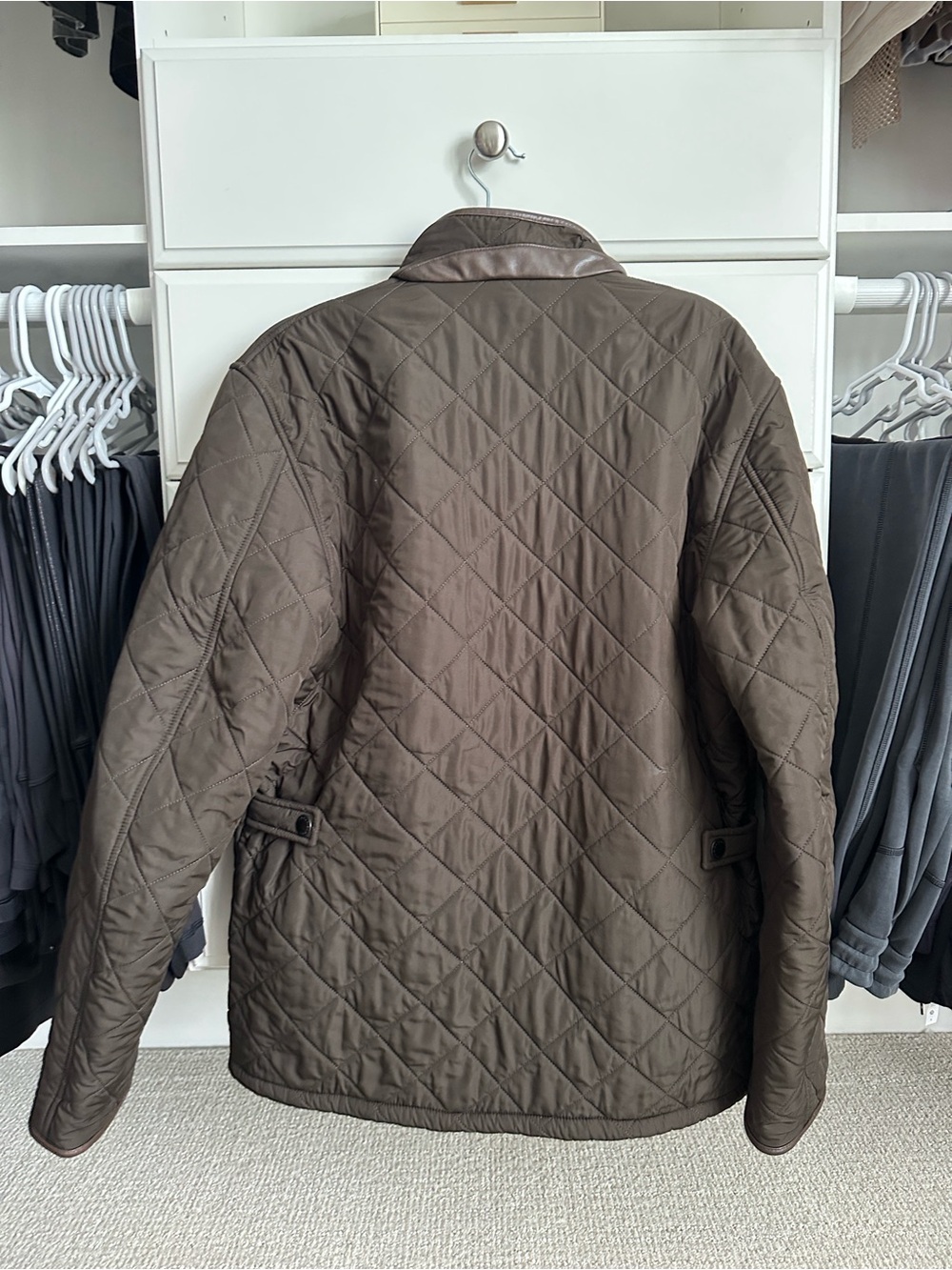 Barbour Quilted Puffer Jacket in Olive - Picture 3 of 7